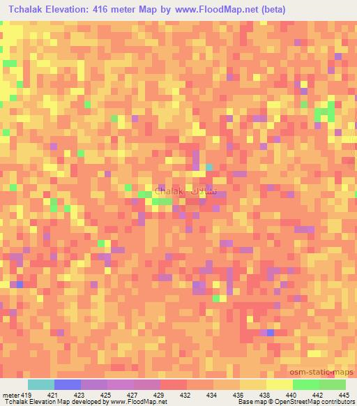 Tchalak,Chad Elevation Map