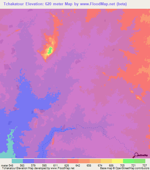 Tchakatour,Chad Elevation Map