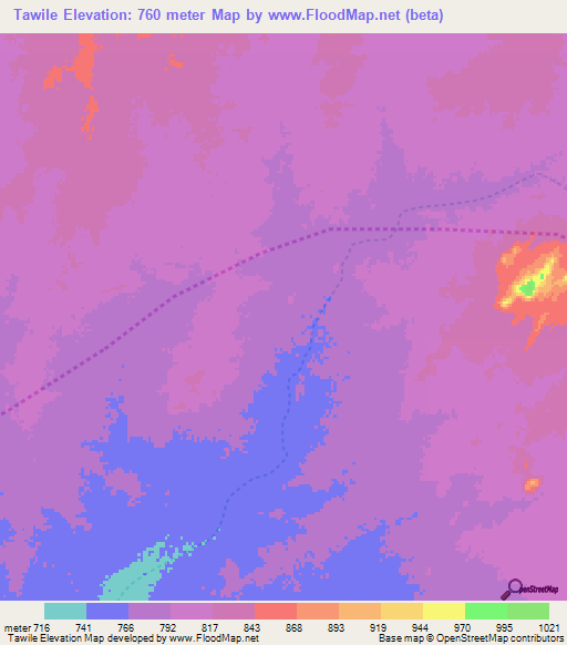 Tawile,Chad Elevation Map