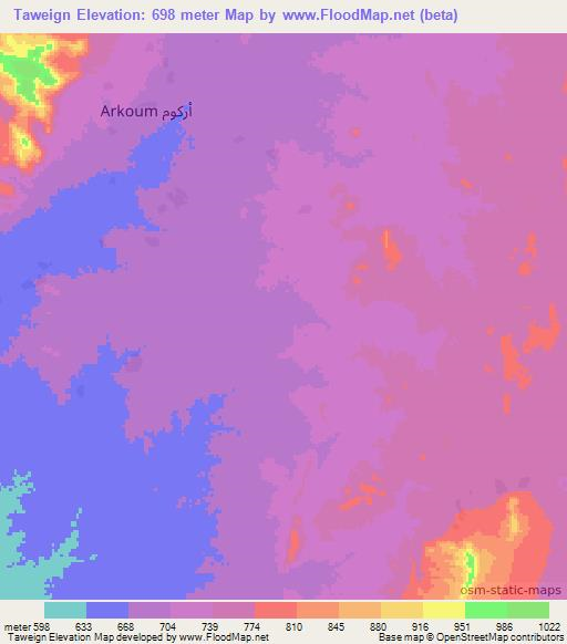 Taweign,Chad Elevation Map