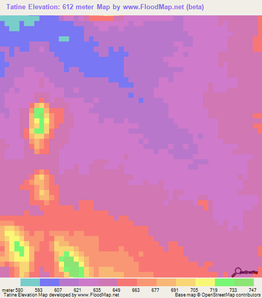 Tatine,Chad Elevation Map