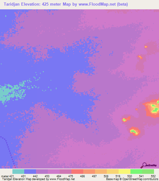 Taridjan,Chad Elevation Map
