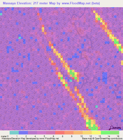 Massaya,Guinea Elevation Map