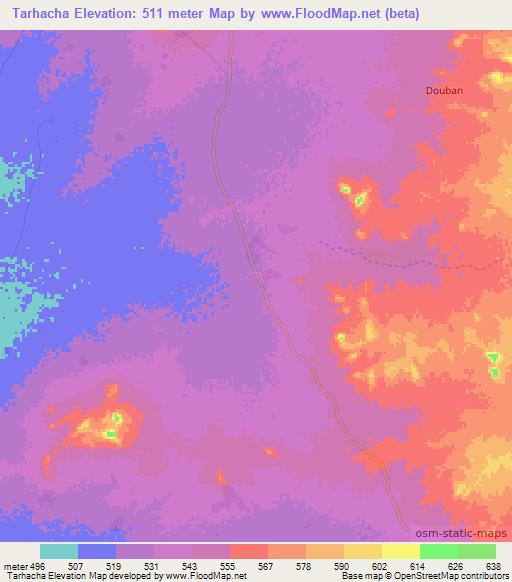 Tarhacha,Chad Elevation Map