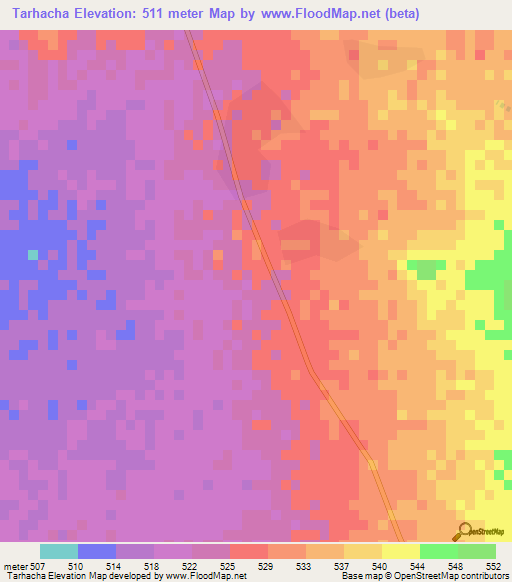 Tarhacha,Chad Elevation Map