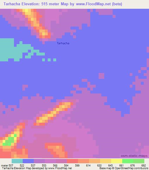 Tarhacha,Chad Elevation Map