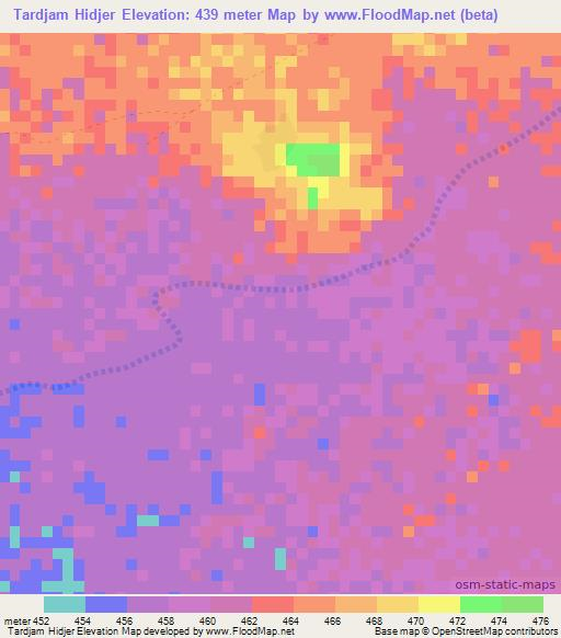Tardjam Hidjer,Chad Elevation Map