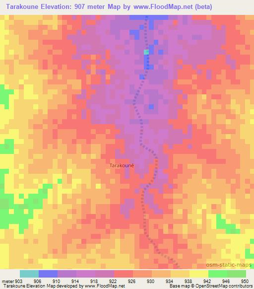 Tarakoune,Chad Elevation Map