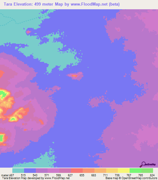 Tara,Chad Elevation Map
