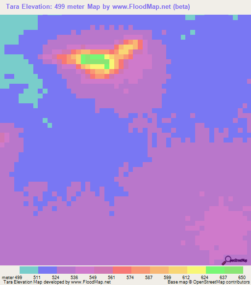 Tara,Chad Elevation Map