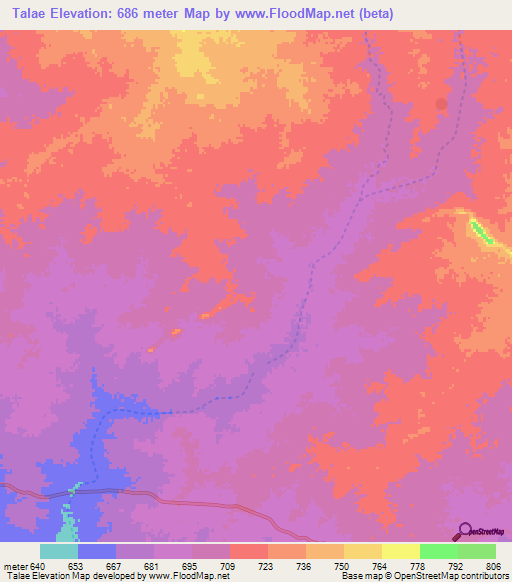 Talae,Chad Elevation Map