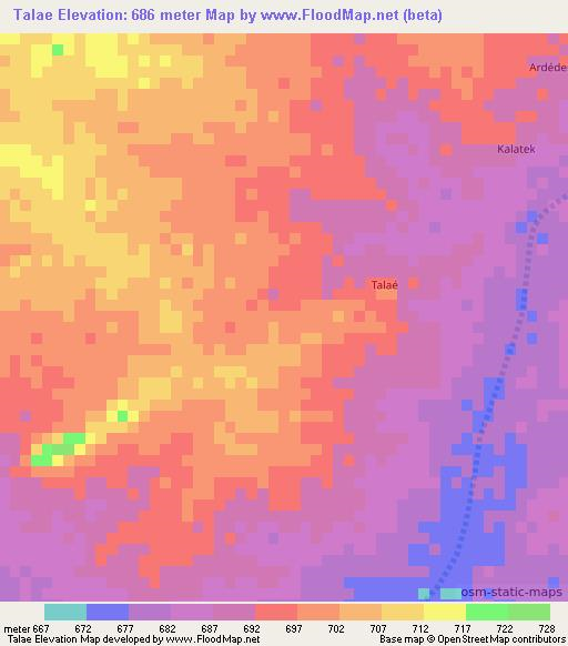 Talae,Chad Elevation Map