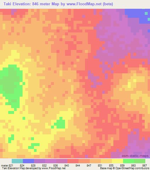 Taki,Chad Elevation Map