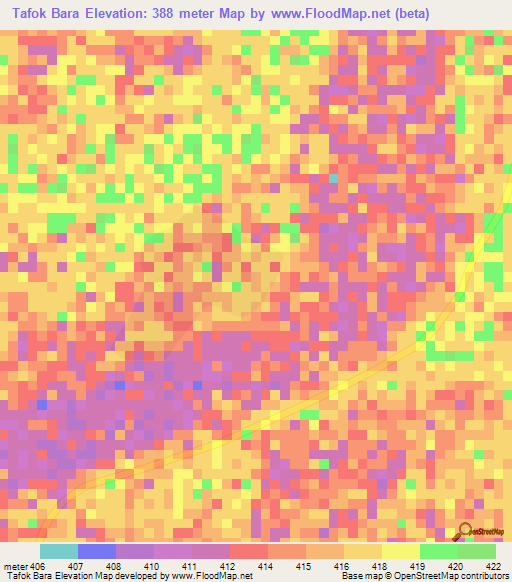 Tafok Bara,Chad Elevation Map
