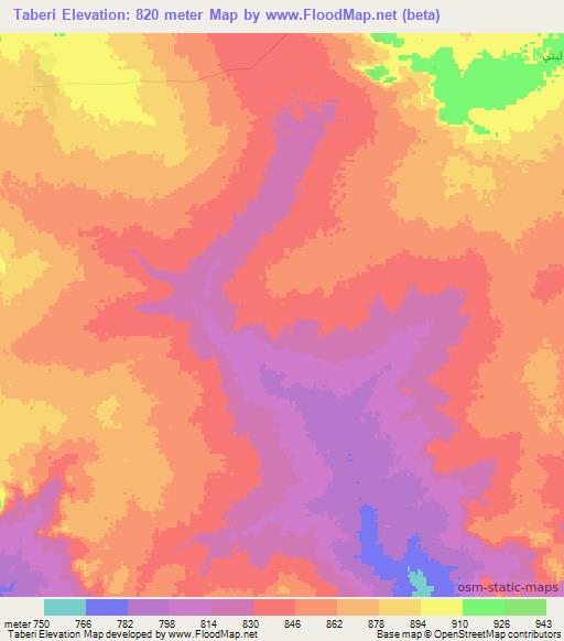 Taberi,Chad Elevation Map