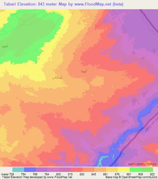Tabari,Chad Elevation Map