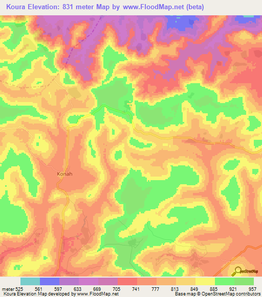 Koura,Guinea Elevation Map