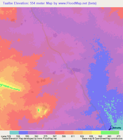 Taalbe,Chad Elevation Map