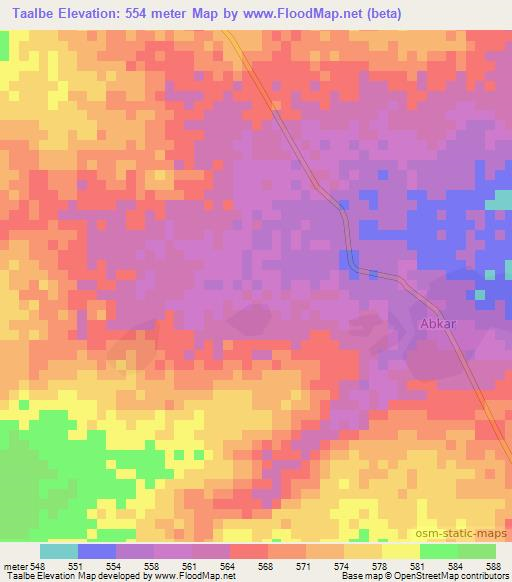 Taalbe,Chad Elevation Map