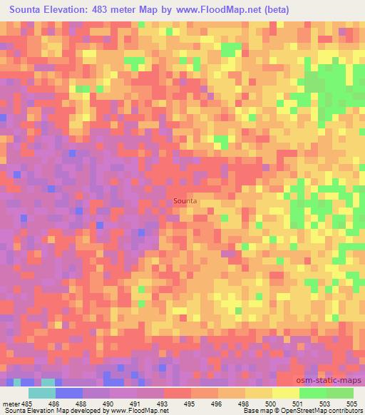 Sounta,Chad Elevation Map