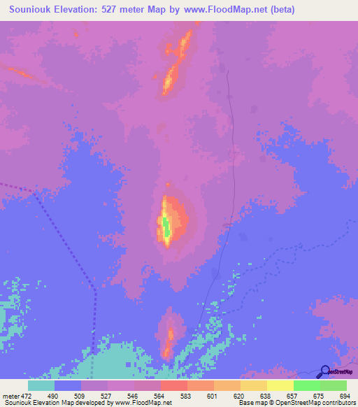 Souniouk,Chad Elevation Map