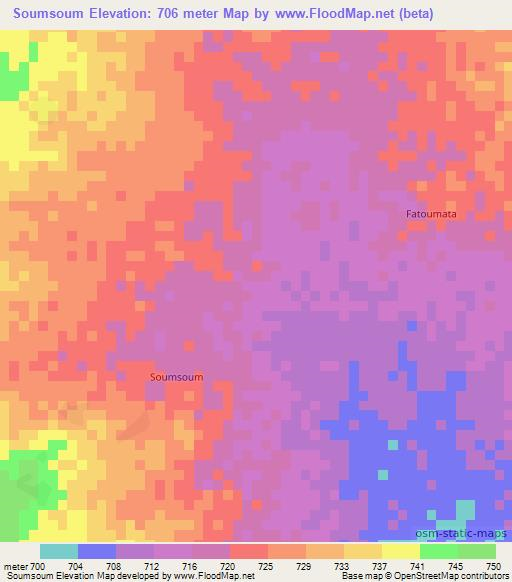 Soumsoum,Chad Elevation Map