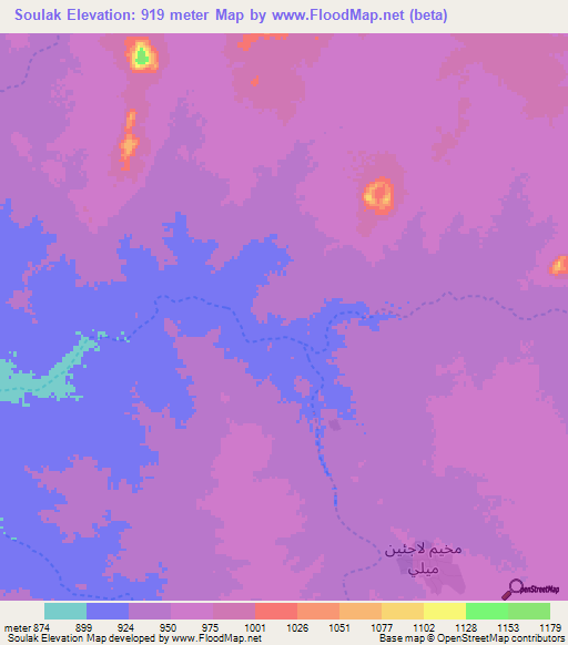 Soulak,Chad Elevation Map