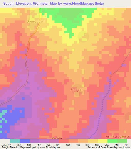 Sougin,Chad Elevation Map