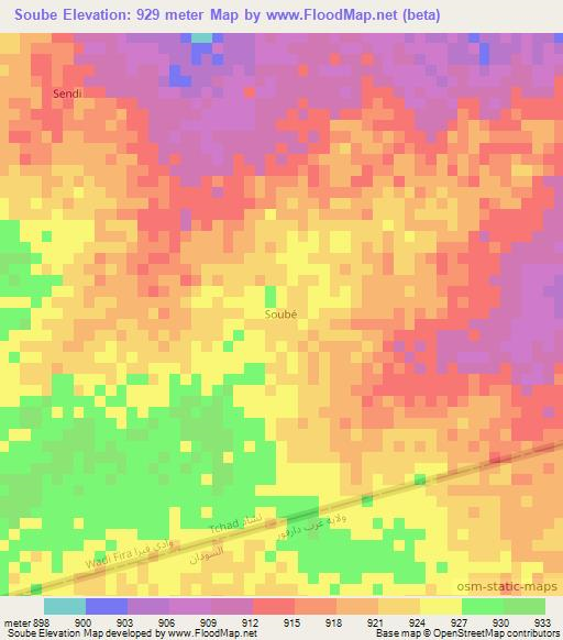 Soube,Chad Elevation Map
