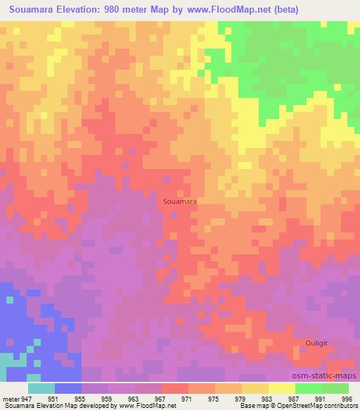 Souamara,Chad Elevation Map