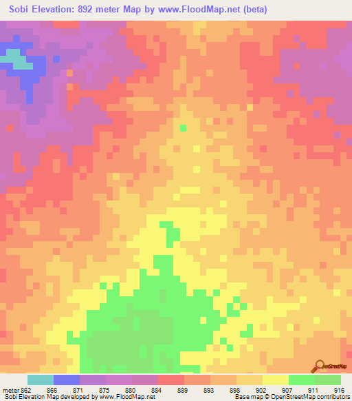Sobi,Chad Elevation Map