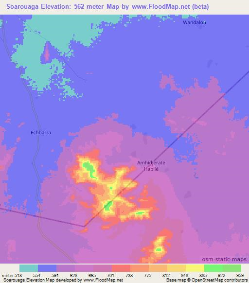 Soarouaga,Chad Elevation Map