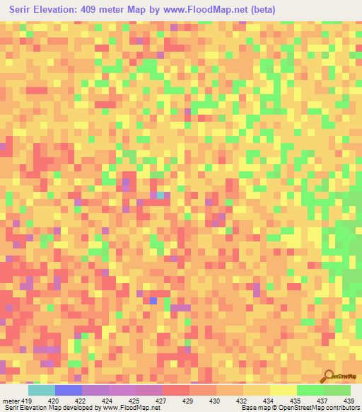 Serir,Chad Elevation Map
