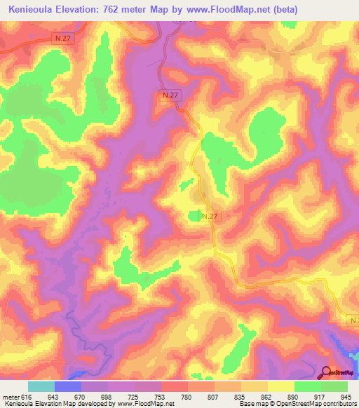 Kenieoula,Guinea Elevation Map