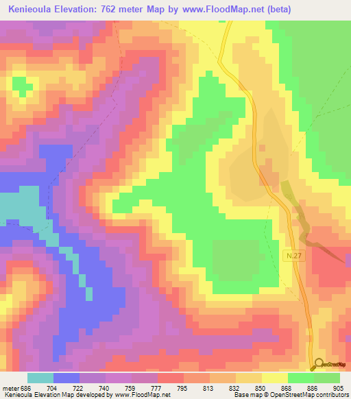 Kenieoula,Guinea Elevation Map