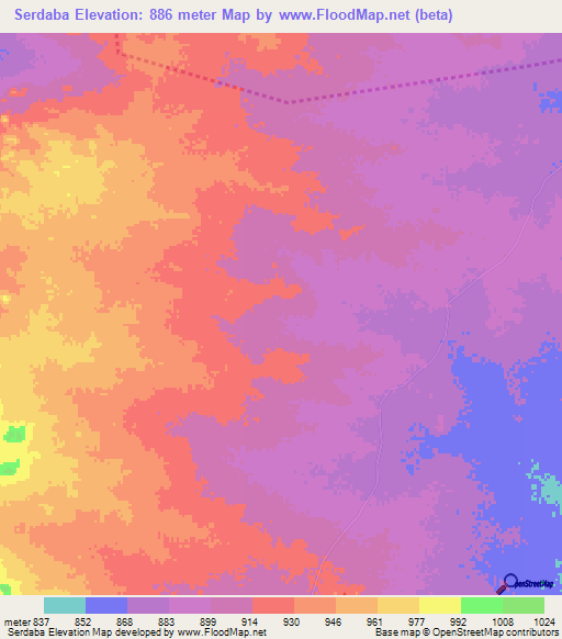 Serdaba,Chad Elevation Map