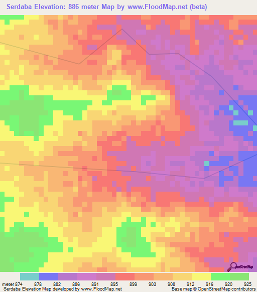 Serdaba,Chad Elevation Map