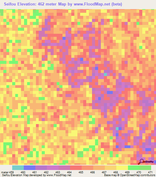Seifou,Chad Elevation Map