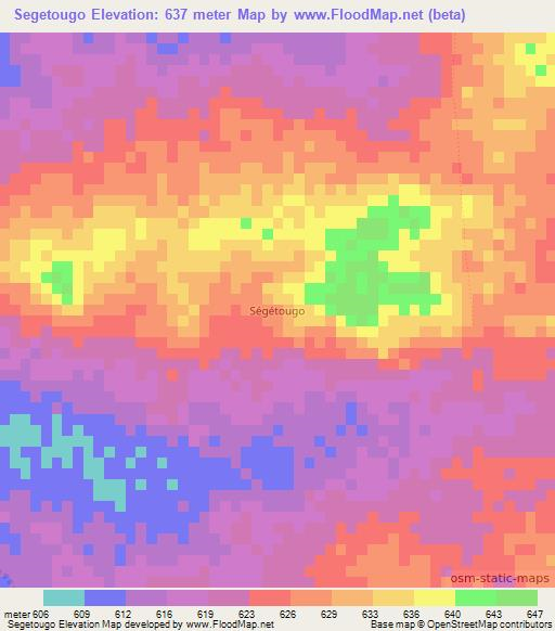 Segetougo,Chad Elevation Map