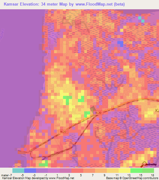 Kamsar,Guinea Elevation Map