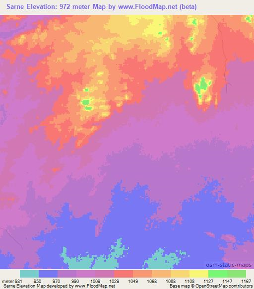 Sarne,Chad Elevation Map
