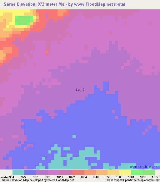 Sarne,Chad Elevation Map