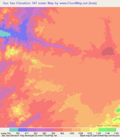 Sao Sao,Chad Elevation Map