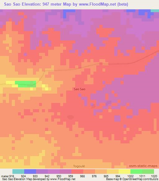 Sao Sao,Chad Elevation Map