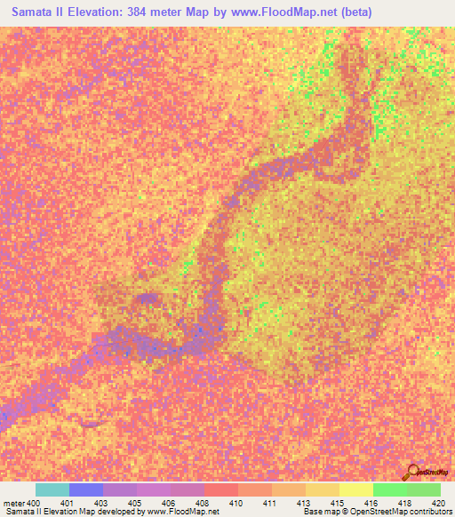 Samata II,Chad Elevation Map