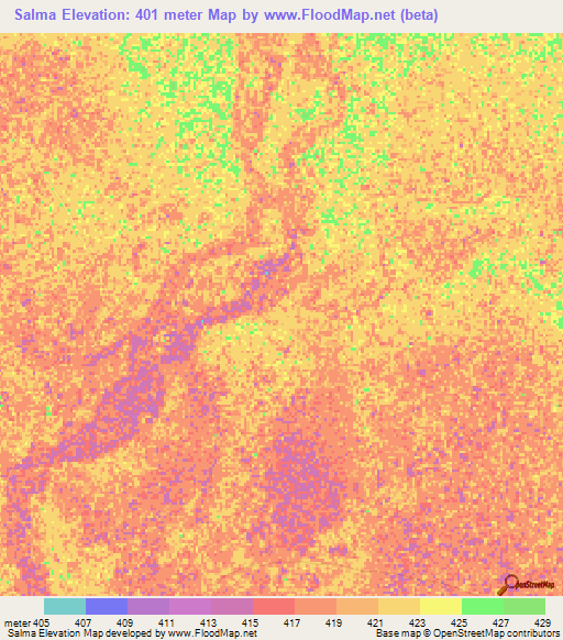 Salma,Chad Elevation Map
