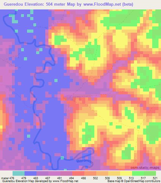 Gueredou,Guinea Elevation Map