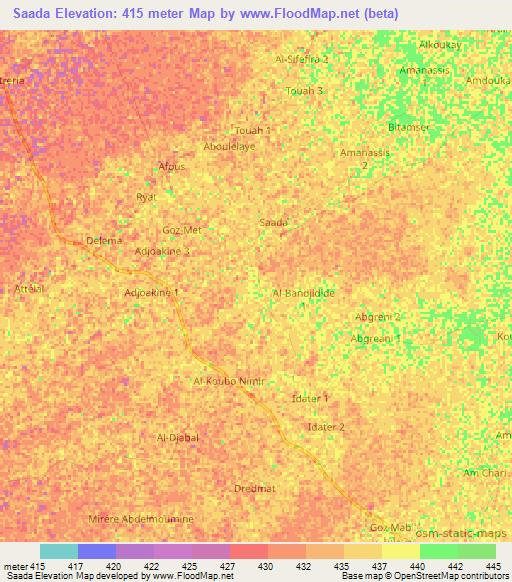 Saada,Chad Elevation Map