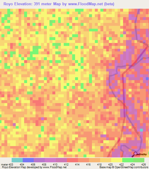 Royo,Chad Elevation Map