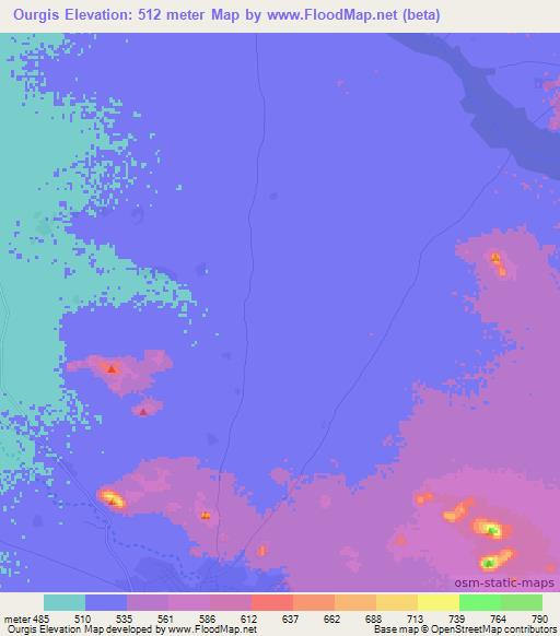 Ourgis,Chad Elevation Map